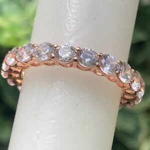 Rose Gold Vermeil Round CZ Eternity Band Ring size 11 NEW!